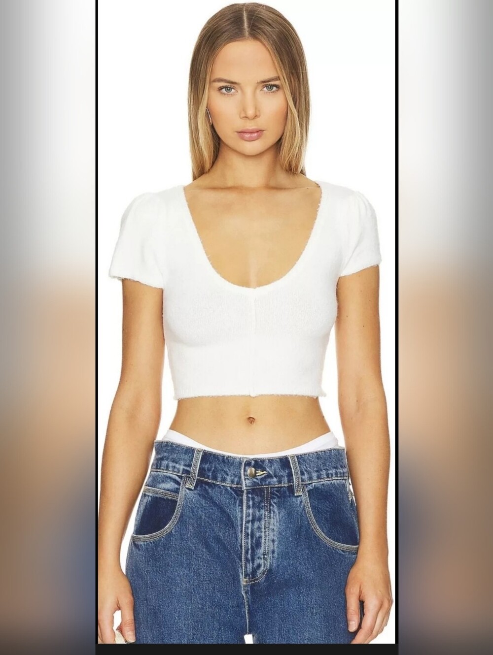 Free People SEALED! NWT! Keep Me Warm Crop Top in Ivory. Sz Md. R2S!
